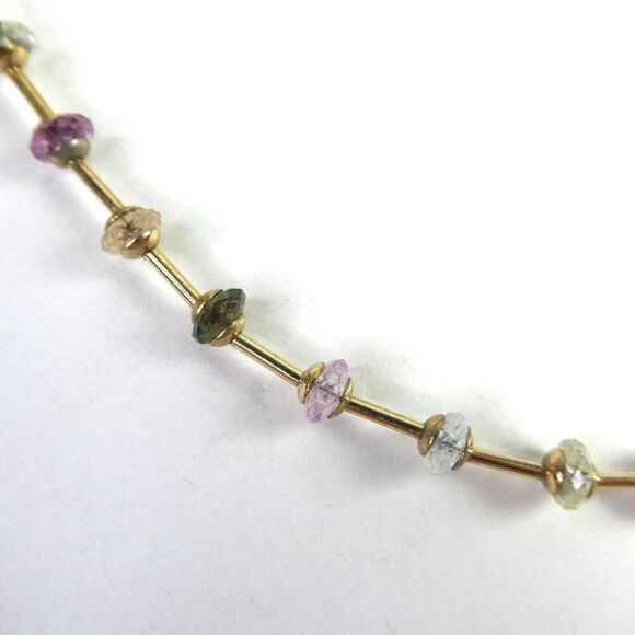Vida Jewels Gold Tone Pastel Rainbow Sparkly Necklace Bridgerton Regency Stones - Picture 4 of 10
